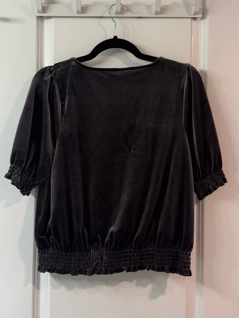 Madewell Charcoal Velvet Wrap Blouse